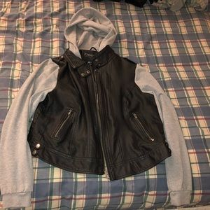 leather jacket with hood forever 21